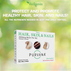 Wellgenix Purvana Hair, Skin & Nails Supplement - 2500mcg Biotin with MSM and B Complex - 30 Softgels