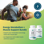 Earth's Splendor Energy + Muscle Support: Vitamina B12 (1000mcg) y Magnesio (500mg) - Sin Gluten, Sin Trigo, Sin Sabores Artificiales