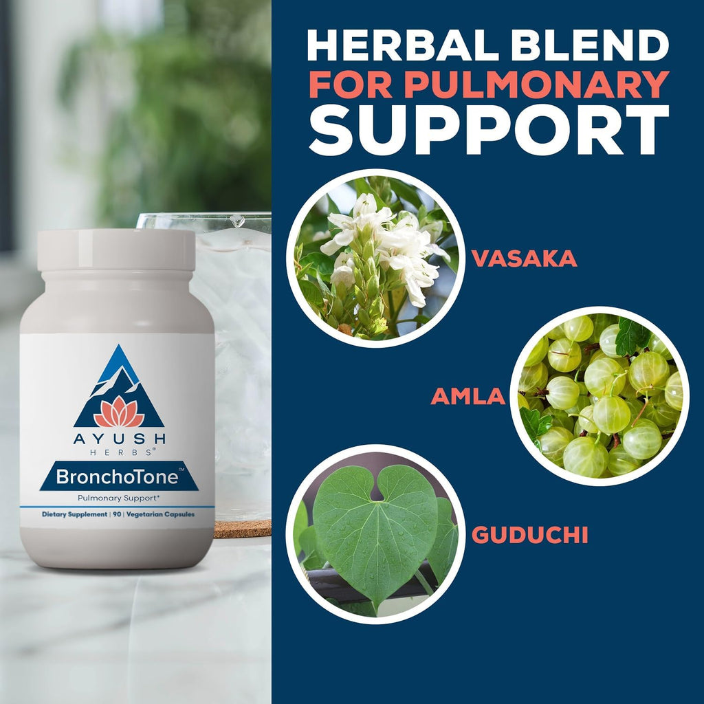 Ayush Herbs Bronchotone - Bronchial and Respiratory Support, 90 Capsules