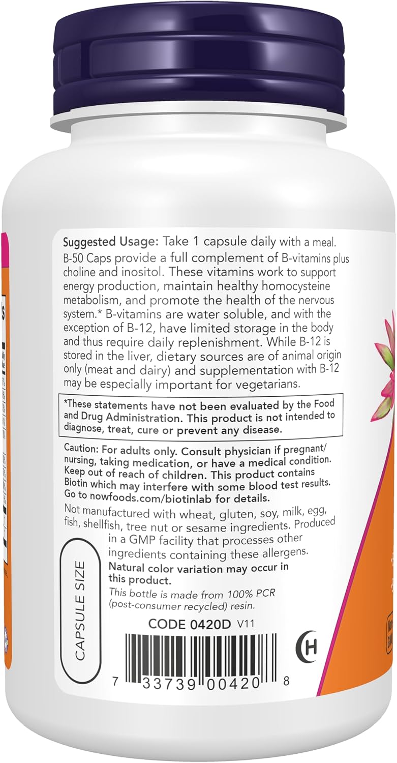 NOW Foods B-50 Complex, 100 Vegan Capsules