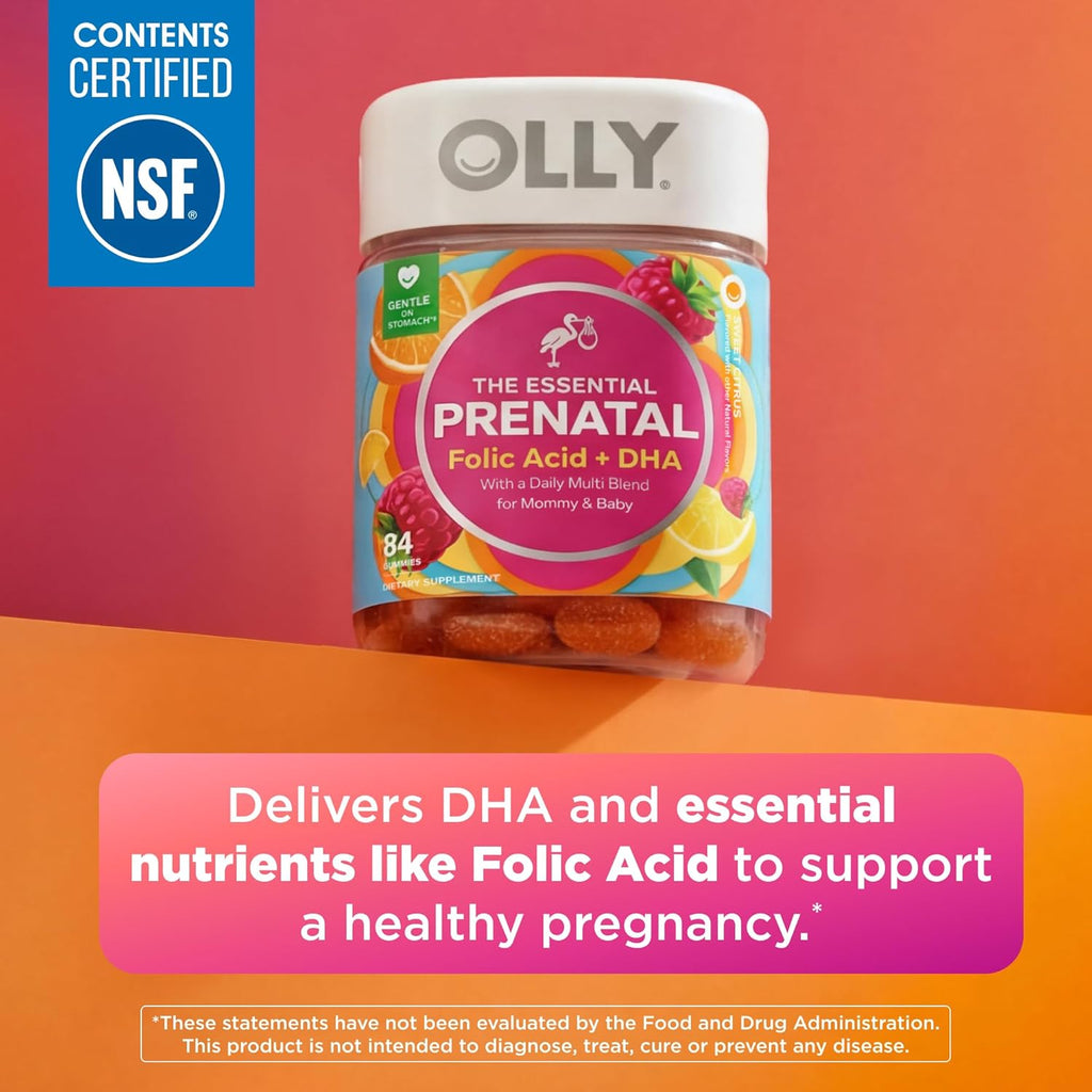 OLLY Multivitamínico Prenatal Gummies, Ácido Fólico + DHA, 84 Gomitas