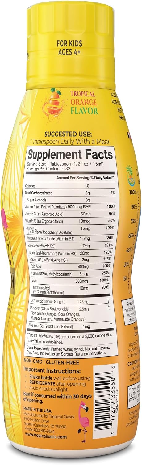 Multivitamínico Líquido Premium para Niños - 14 Vitaminas, Sin Azúcar, Sabor Natural - 473 ml
