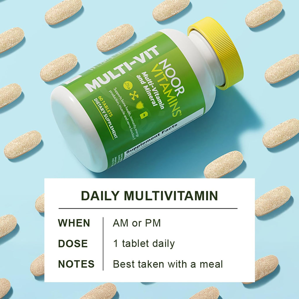 Noor Vitamins Multivitamínico Halal Diario para Mujeres y Hombres, 60 Comprimidos