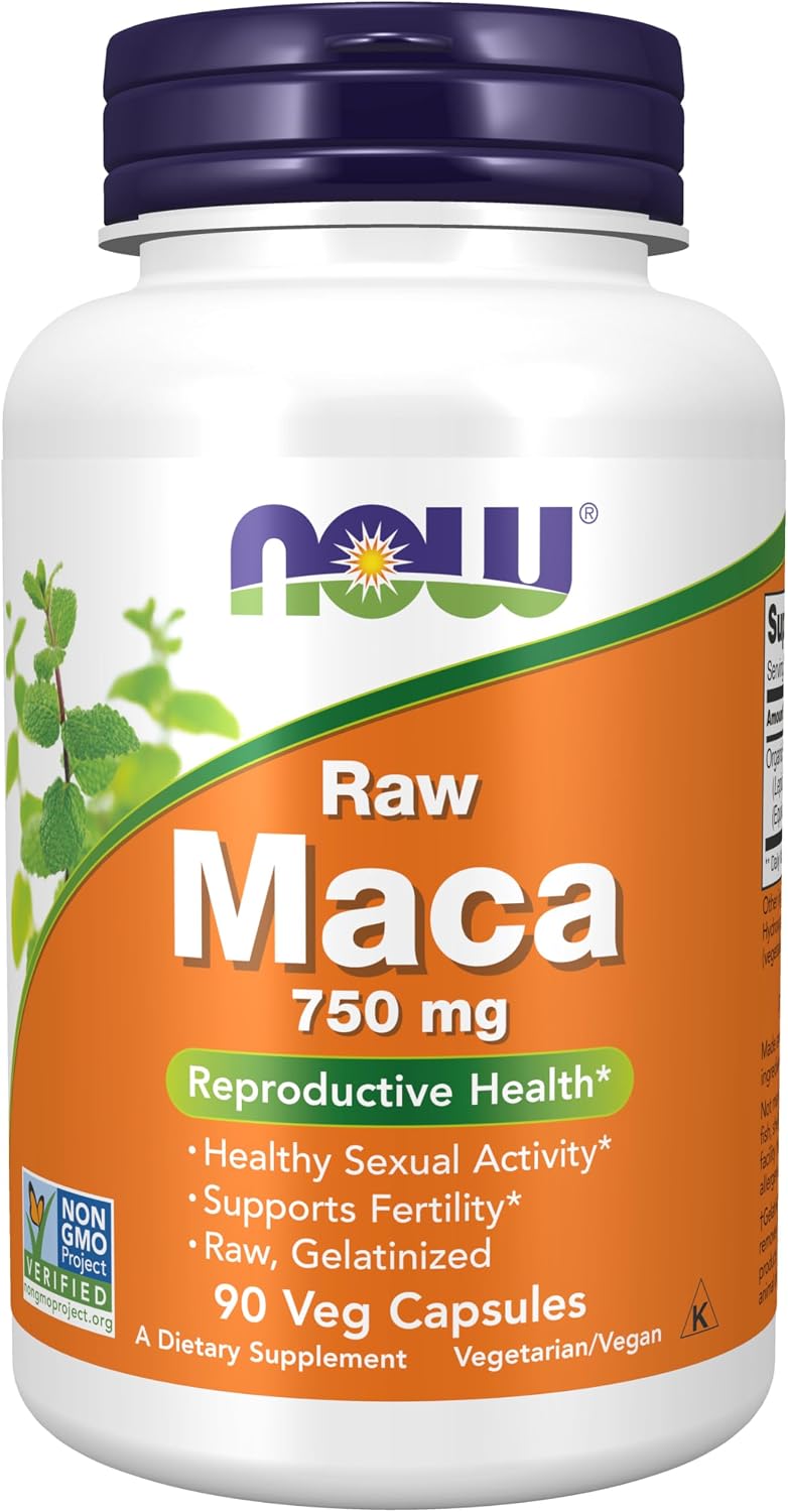 NOW Foods Maca (Lepidium meyenii) 750 mg Cruda - 90 Cápsulas Vegetales