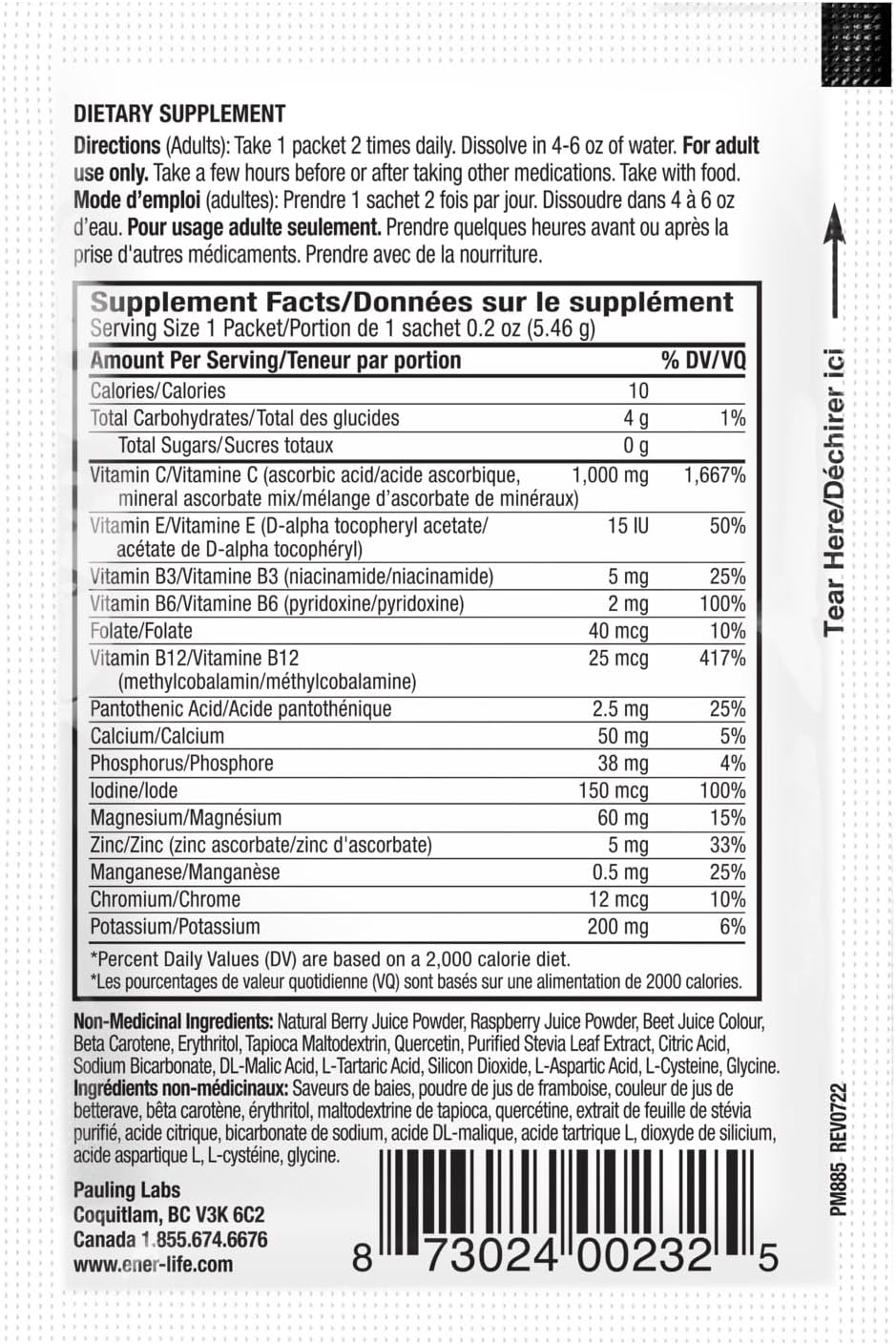 Ener-C Mix de Bebida Multivitamínica Sin Azúcar - Sabor Mixed Berry, 30 Sobres | Polvo de Vitaminas para Agua, Electrolitos, Sin Azúcar, Vitamina C y B12