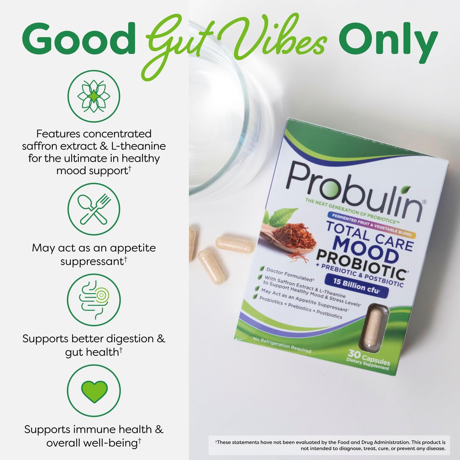 Probulin Total Care Mood Probiótico para Mujeres con Azafrán y L-Teanina