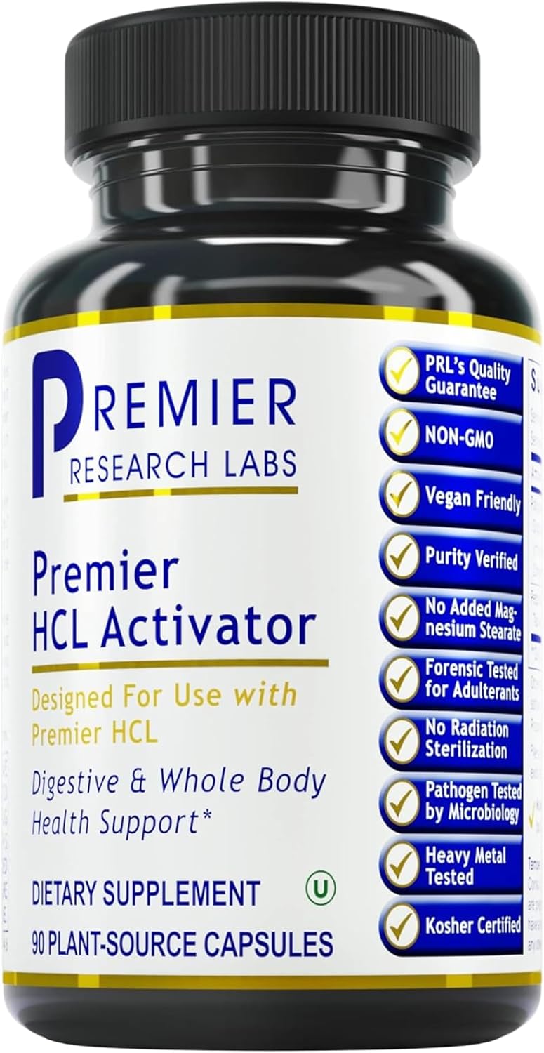 Premier Research Labs Premier HCL Activator - Suplemento de Enzimas Digestivas con Pepsina y Hierbas - 90 Cápsulas Vegetarianas