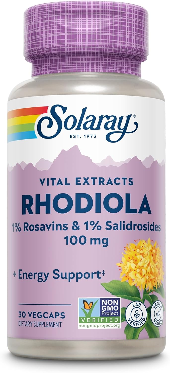 SOLARAY Rhodiola Rosea Root Extract, 100 mg, 30 Vegan Capsules