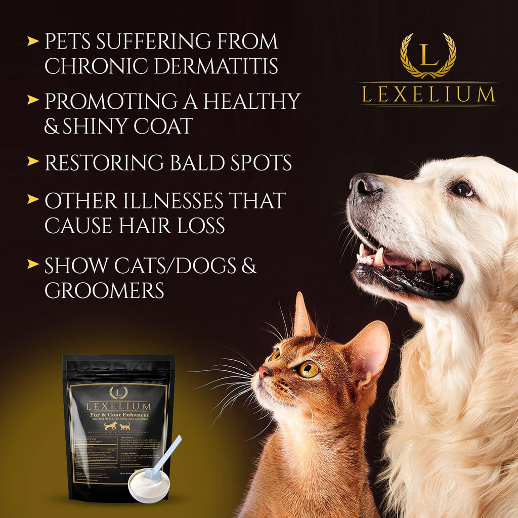 Lexelium Suplemento para la Piel y el Pelo de Perros y Gatos - Fórmula en Polvo Natural 200g