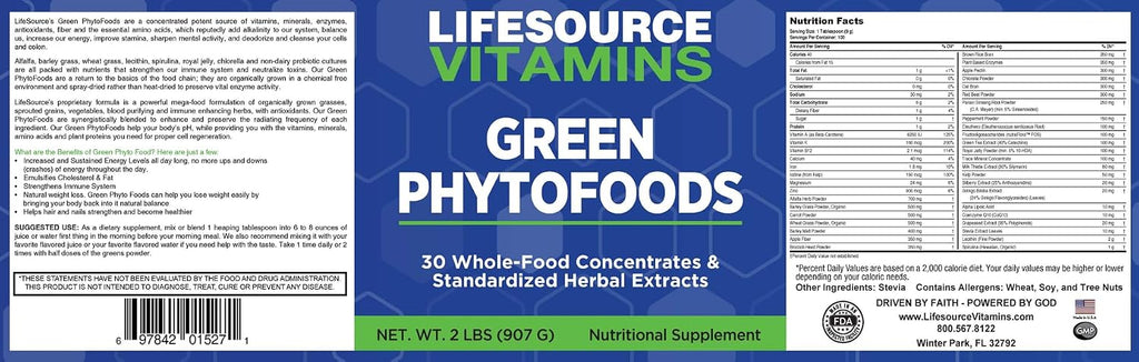 LifeSource Vitamins Alimentos Verdes Fitoquímicos 907 g - 27 Verduras Orgánicas - 72 Minerales