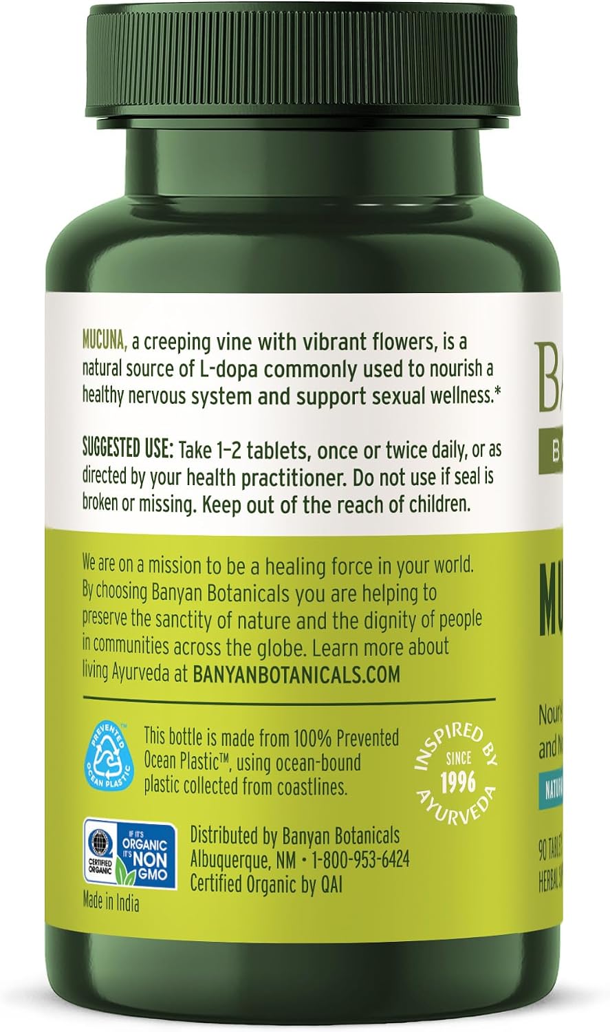 Banyan Botanicals Mucuna Pruriens Orgánica – 90 Comprimidos