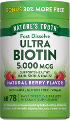 Nature's Truth Biotina 5000 mcg Comprimidos Sublinguales Sabor Berry - 78 uds