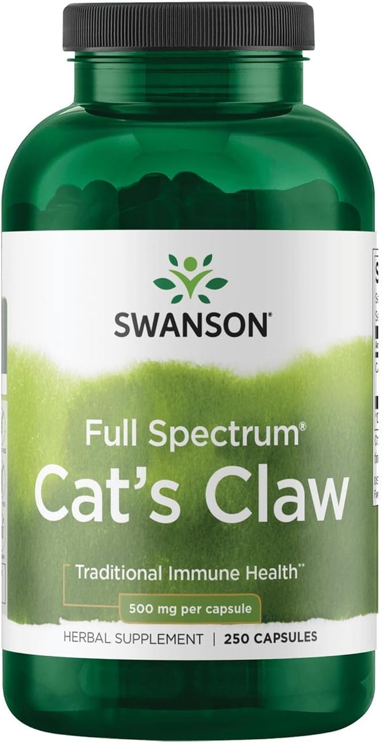 Swanson Uña de Gato de Espectro Completo 500 mg, 250 Cápsulas