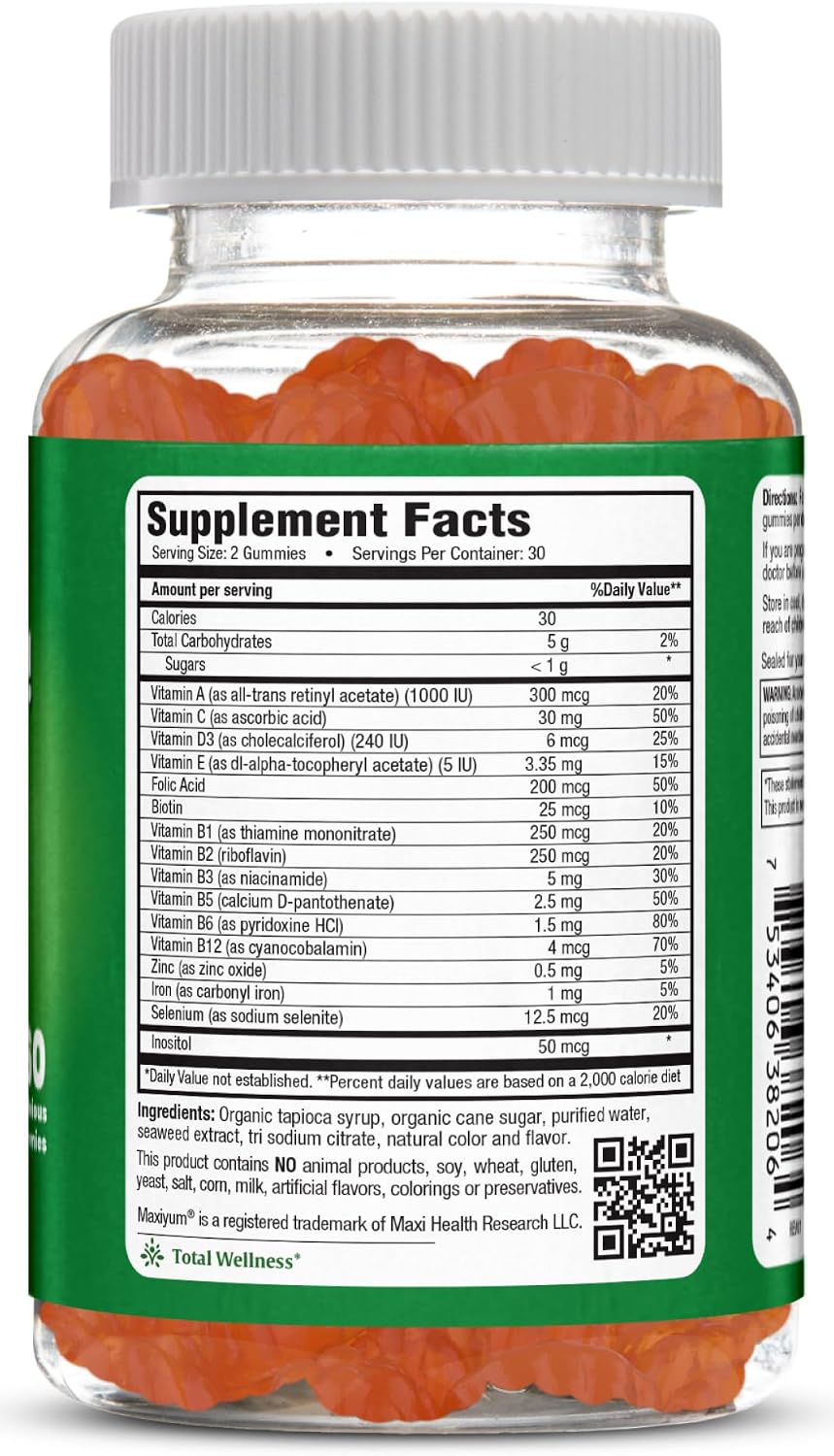 Maxi Health Multivitamin Gummies - Gomitas Multivitamínicas Sabor Cereza - 60 Gomitas para Adultos y Niños