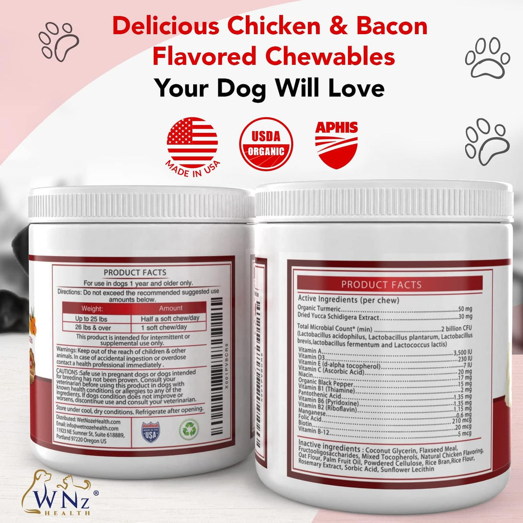 Multivitamínicos y Probióticos para Perros con Cúrcuma y Yucca - 60 Masticables