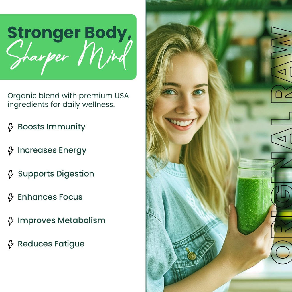 Greens+ Polvo de superalimento orgánico RAW - Superalimento Orgánico en Polvo (240 g)