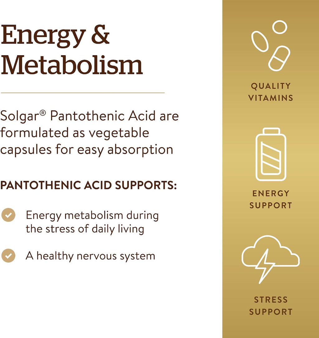 Solgar Pantothenic Acid 550 mg - 100 Vegetable Capsules - Vitamin B5