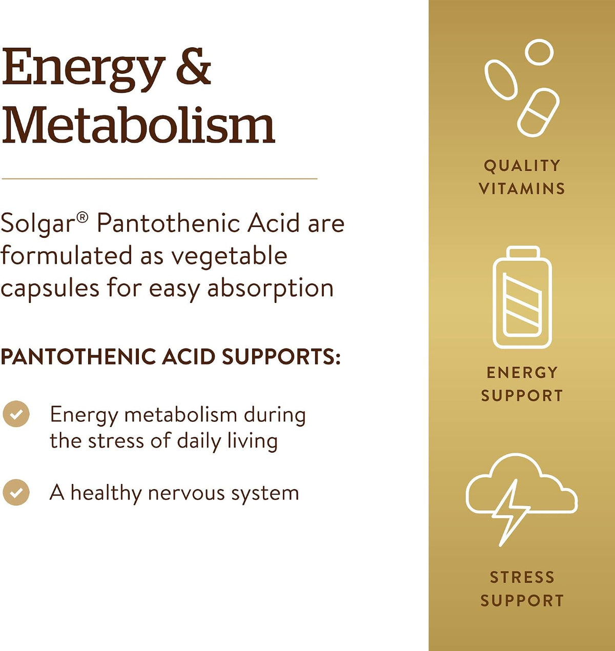 Solgar Ácido Pantoténico 550 mg - 100 – Contribuye al metabolismo energético normal. – Image 4