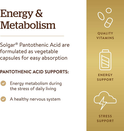Solgar Ácido Pantoténico 550 mg - 100 – Contribuye al metabolismo energético normal. – Image 4