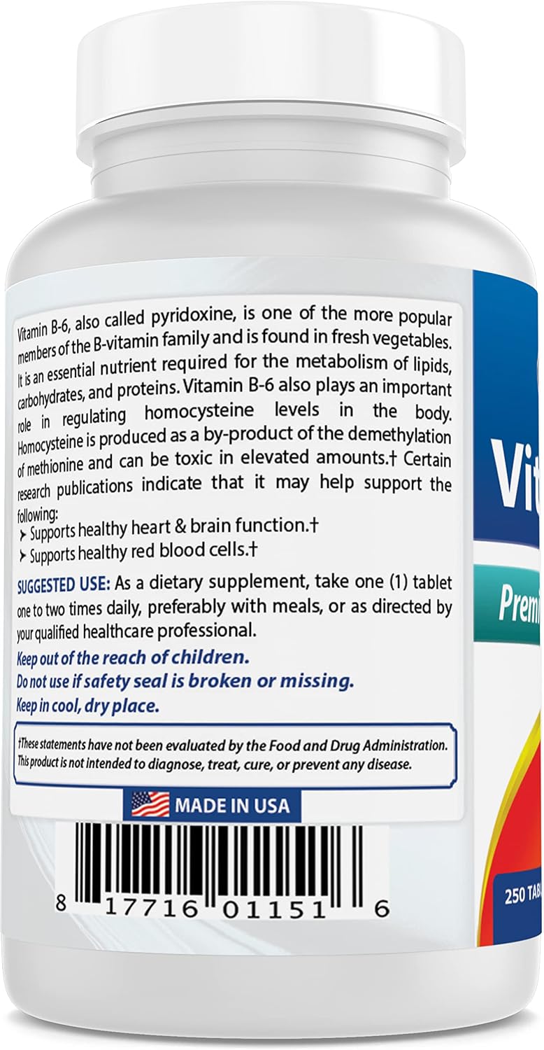 Best Naturals Vitamina B6 50 mg - 250 Comprimidos (Pack de 3)