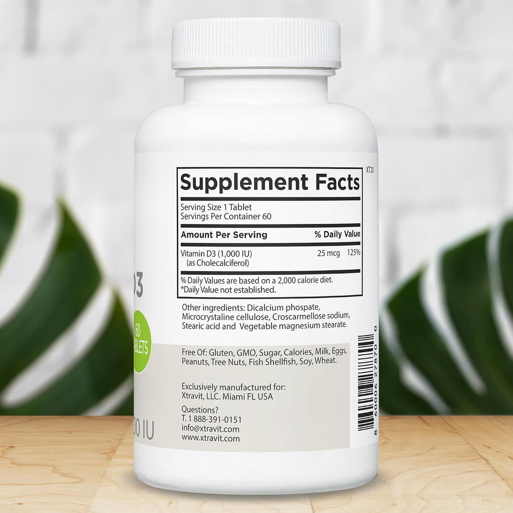 Xtravit Vitamina D3 1000 UI – 60 Comprimidos Veganos