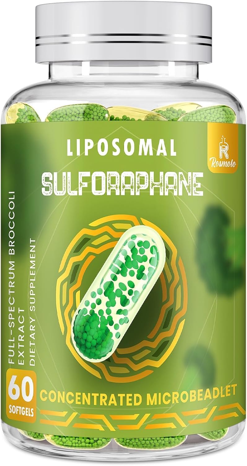 800 MG Sulforafano Liposomal, Sistema de Doble Liberación para Máxima Absorción y Potencia, Extracto de Brócoli de Espectro Completo, Antioxidante y Apoyo Hepático, 120 Cápsulas Blandas