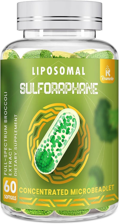800 MG Sulforafano Liposomal, Sistema de Doble Liberación para Máxima Absorción y Potencia, Extracto de Brócoli de Espectro Completo, Antioxidante y Apoyo Hepático, 120 Cápsulas Blandas
