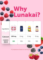 Lunakai Gummies de Vitamina D3 y K2 con Calcio – Suplemento Vegano Diario 3 en 1 para Huesos e Inmunidad, 60 gominolas