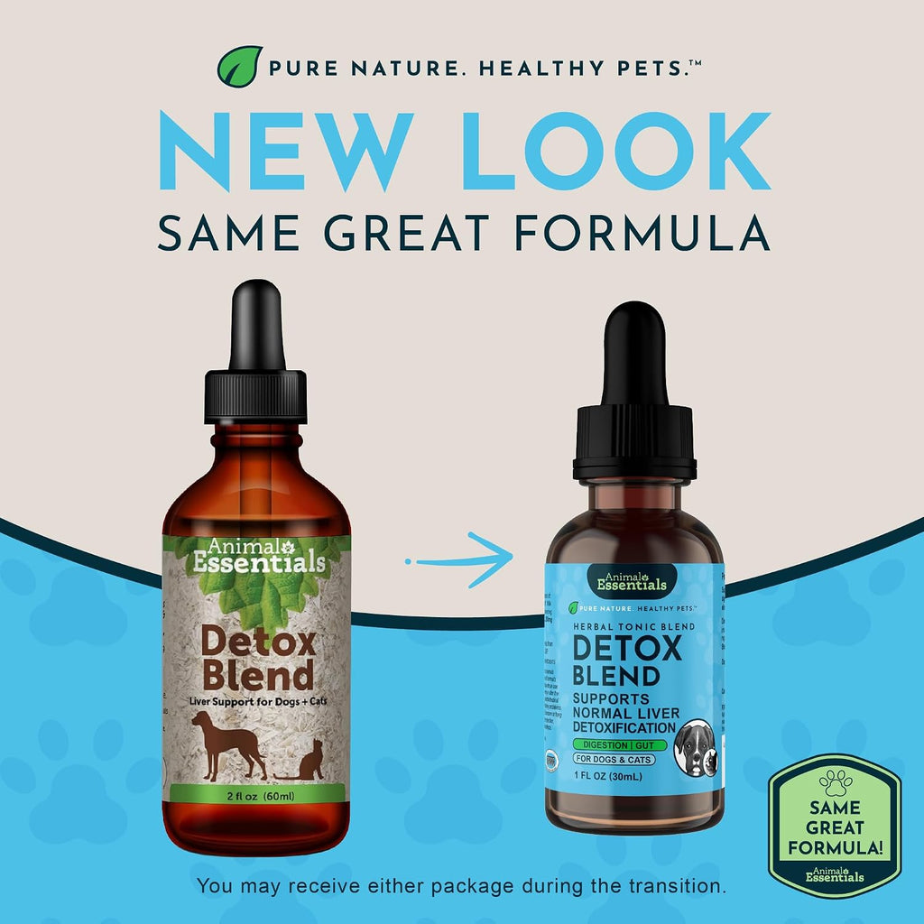 Detox Blend - Suplemento Hepático para Perros y Gatos, Fórmula Herbal Orgánica, Recomendado por Veterinarios, 1 oz