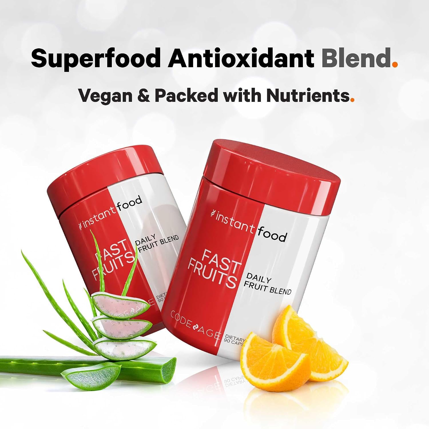 Codeage Instantfood Fast Fruits, Más de 15 Frutas en Polvo, Multivitamínico Vegano Diario, 90 Cápsulas