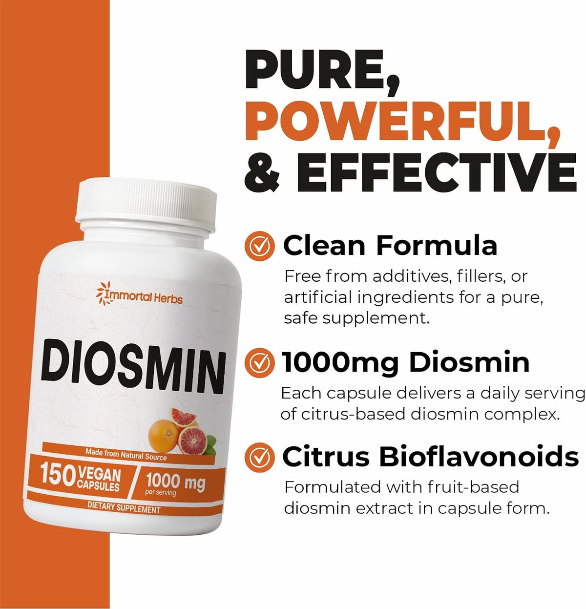 Pure Diosmin 1000mg Complex Formula, 150 – Bienestar venoso: Estudios indican que la diosmina puede ayudar a – Image 3