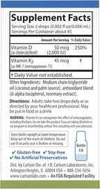 Carlson Super Daily D3 + K2, 90 gotas líquidas, 50 mcg D3 + 45 mcg MK-7