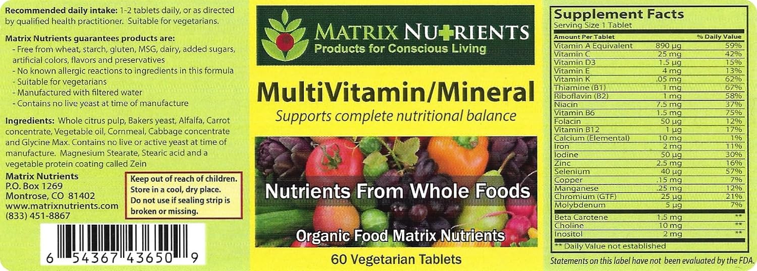 Multivitamínico y Mineral Orgánico Completo - 60 Comprimidos Veganos
