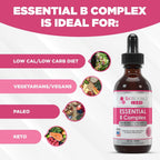 BioSource Labs Essential B Complex - Complejo B Líquido Sublingual Vegano con Metil B12 (60 ml)
