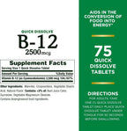 Nature's Bounty Vitamina B12 2500 mcg - 75 Comprimidos de Disolución Rápida