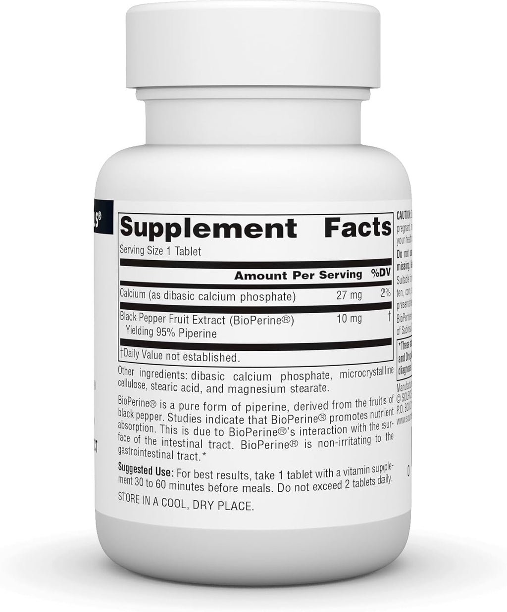 Source Naturals BioPerine, Black Pepper Extract – 60 Tablets
