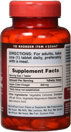Puritan's Pride Vinagre de Manzana 600 mg, Comprimidos Vegetarianos, 200 Comprimidos