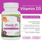 Zahler Vitamina D3 3000 UI - Suplemento de Vitamina D3, 3.000 UI, Certificado Kosher (250 Softgels)