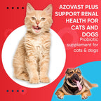 Azovast Plus Suplemento Renal para Perros y Gatos, Polvo Oral (340 g) - 240 Dosis (2 Frascos) - Apoya la Función Renal