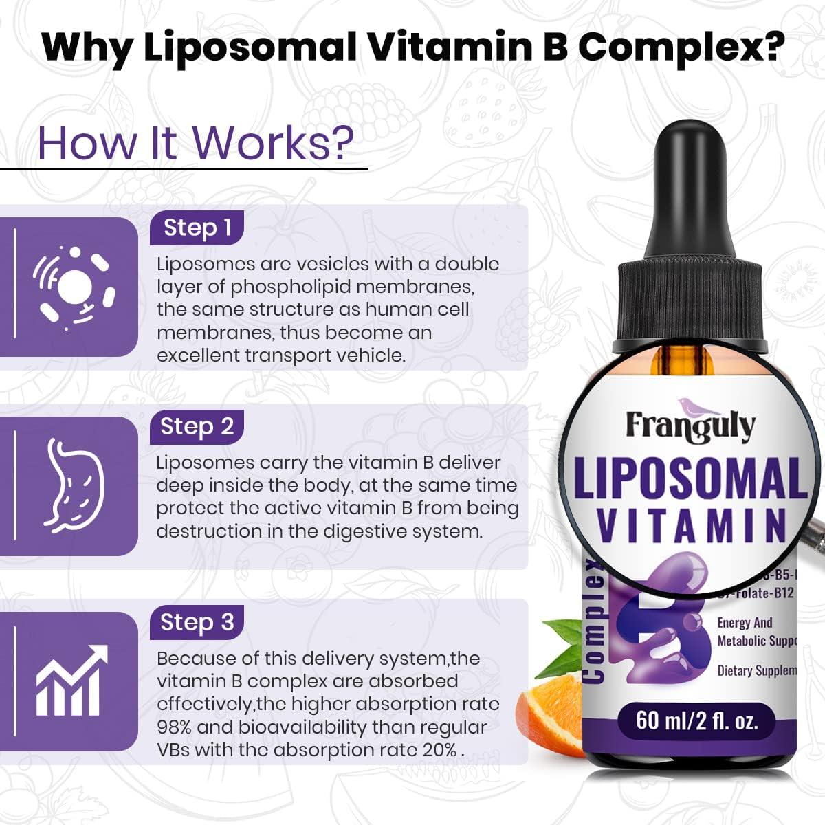 Complejo B Liposomal Líquido con Metilcobalamina y Folato, 60 ml