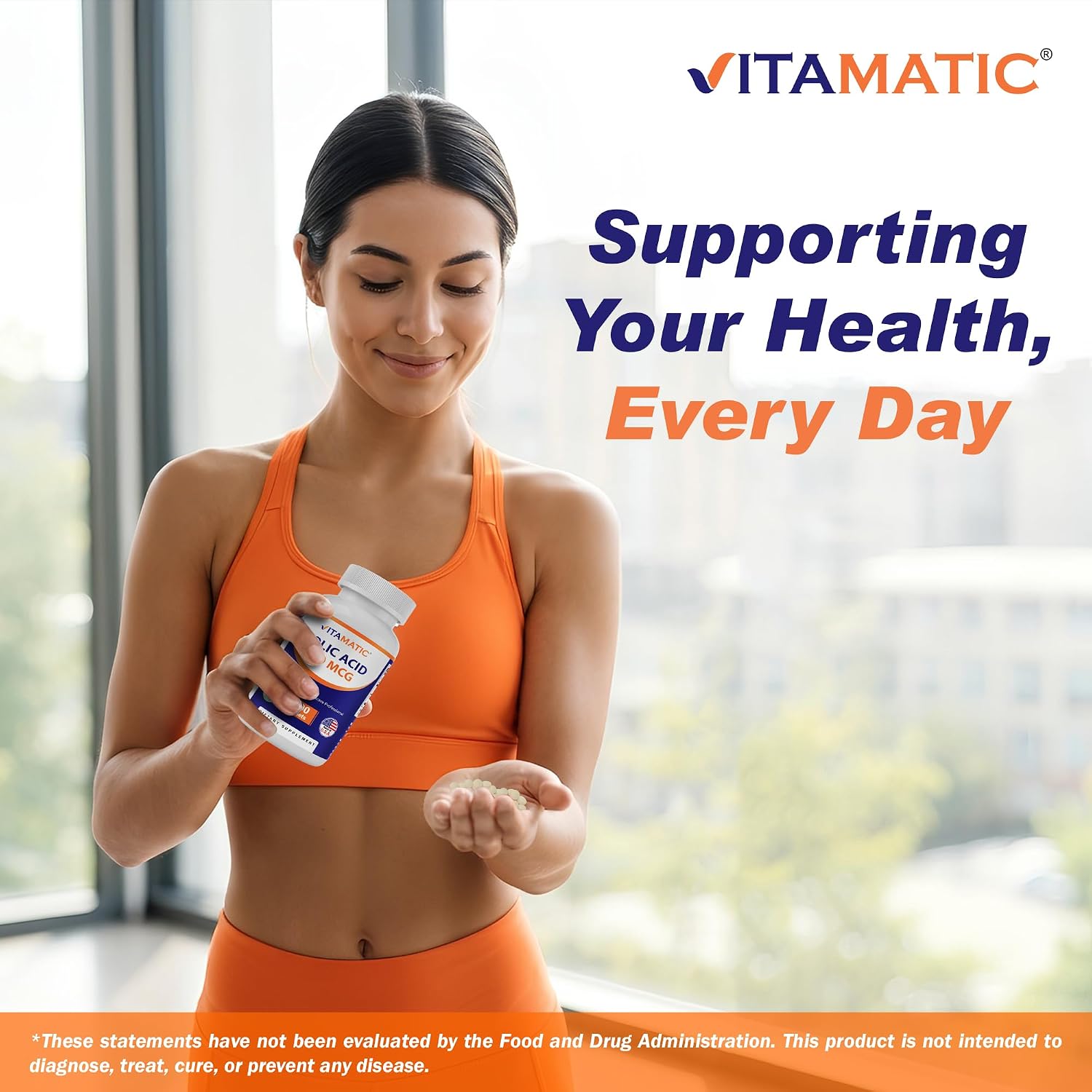 Vitamatic Ácido Fólico 400 mcg - 500 Comprimidos Vegetarianos - Vitamina B9