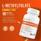 INVITA L-Methylfolate 5mg – Metilfolato Activo 5-MTHF – 90 Cápsulas (Suministro para 3 Meses)