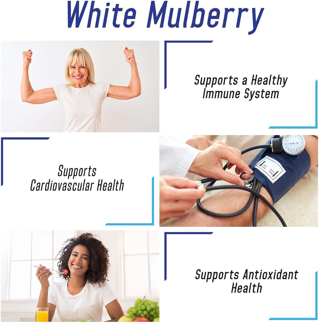 White Mulberry 1000mg 200 Cápsulas Veganas – Extracto de Hoja de Morera Blanca