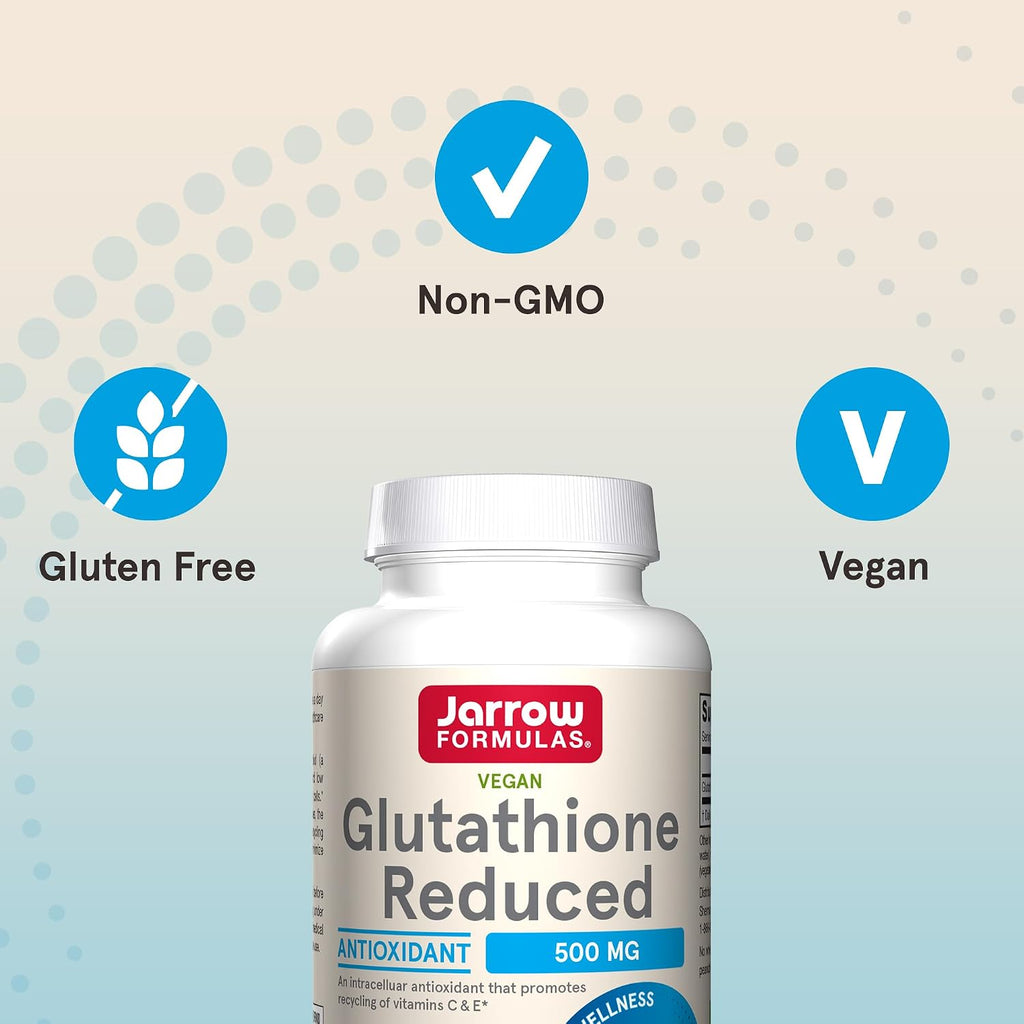 Jarrow Formulas Reduced Glutathione 500 mg - 120 Vegetable Capsules - Intracellular Antioxidant