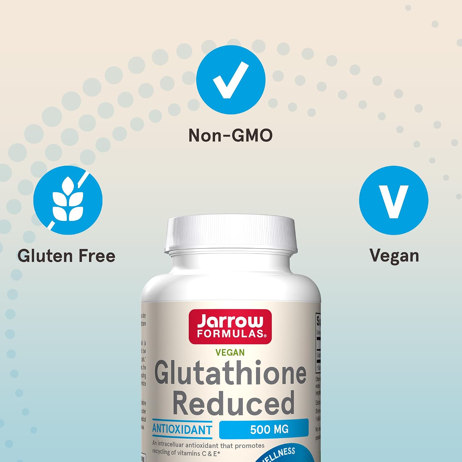 Jarrow Formulas Reduced Glutathione 500 mg - 120 Vegetable Capsules - Intracellular Antioxidant