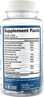 TriNeuro Daily Brain Supplement - Certificado NSF - Formulado por Neurocirujano para Apoyar la Cognición y Longevidad Funcional - Fosfatidilserina, Resveratrol, Glutatión - 30 Cápsulas