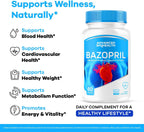 (Pack de 3) Cápsulas Bazopril - Fórmula Avanzada Oficial para el Apoyo al Equilibrio de la Salud Sanguínea, Suplemento Natural para el Bienestar General, 180 Cápsulas para 3 Meses