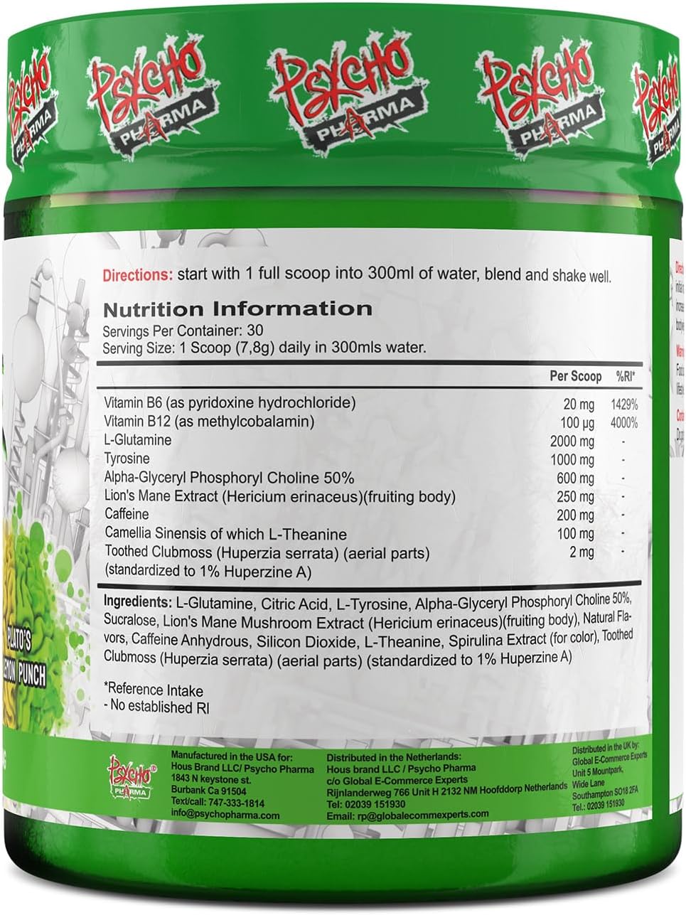 Psycho Pharma Infinite Brain Nootropic Game Changer Compete Win (Plato's Lemon Punch, 30 porciones)