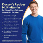 Doctor's Recipes Multivitamínico para Hombres, Complejo Diario Completo con Licopeno, Saw Palmetto, Vitaminas A, B6, B12, C, D, E, Zinc y Más, Salud del Corazón, Energía, Próstata e Inmunidad, 90 Comprimidos