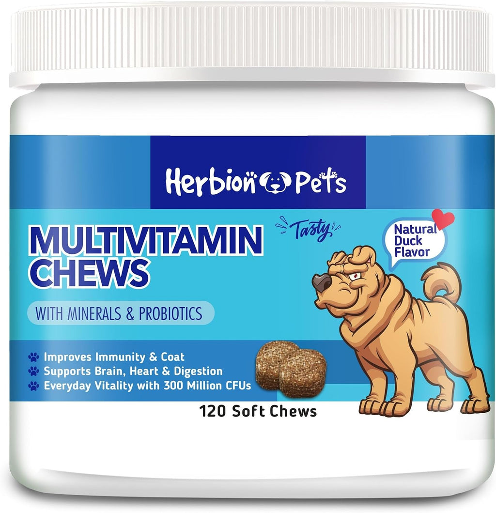HERBION Pets Multivitamin Chews with Probiotics and Minerals - Duck Flavor